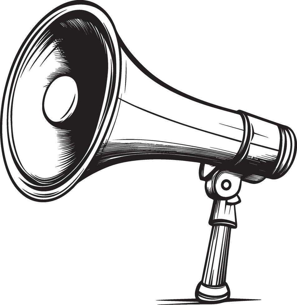 Megaphone clean simple outline black vector