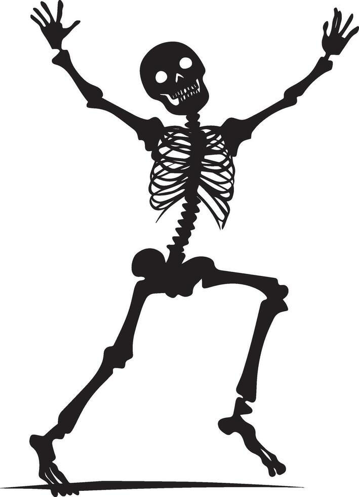 Skeleton halloween dance silhouette black vector