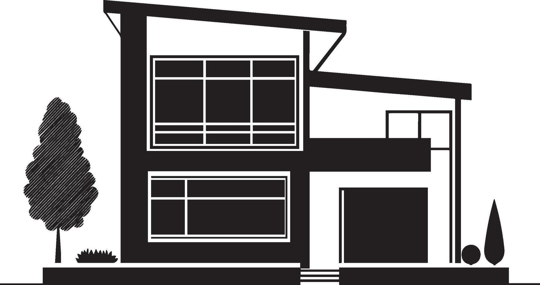 Modern villa clean simple icon silhouette black vector
