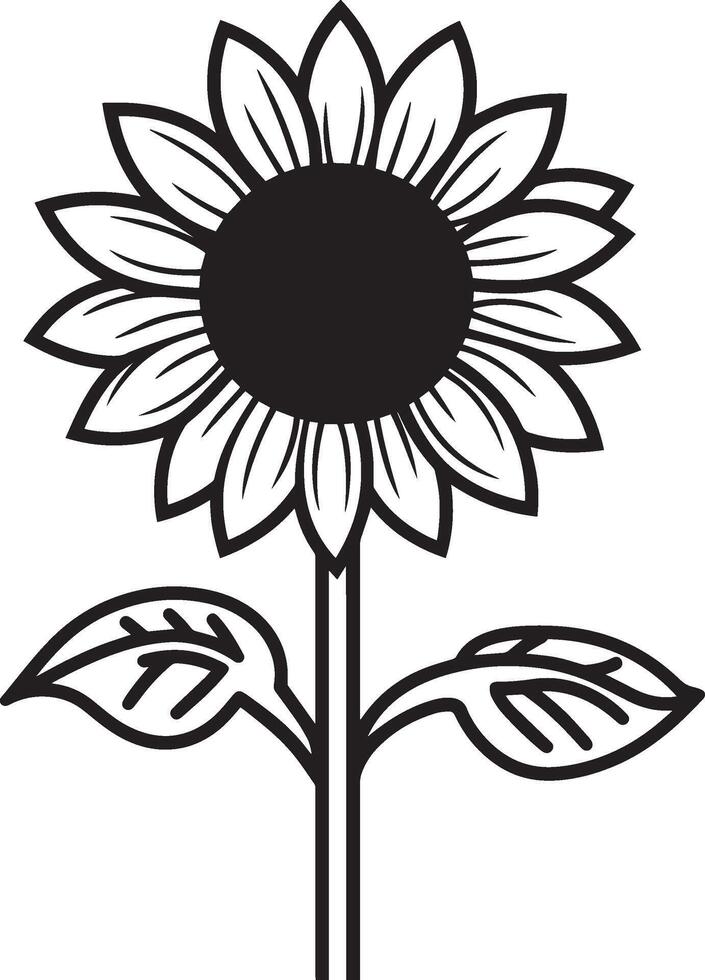 Sunflower clean simple linear outline black vector