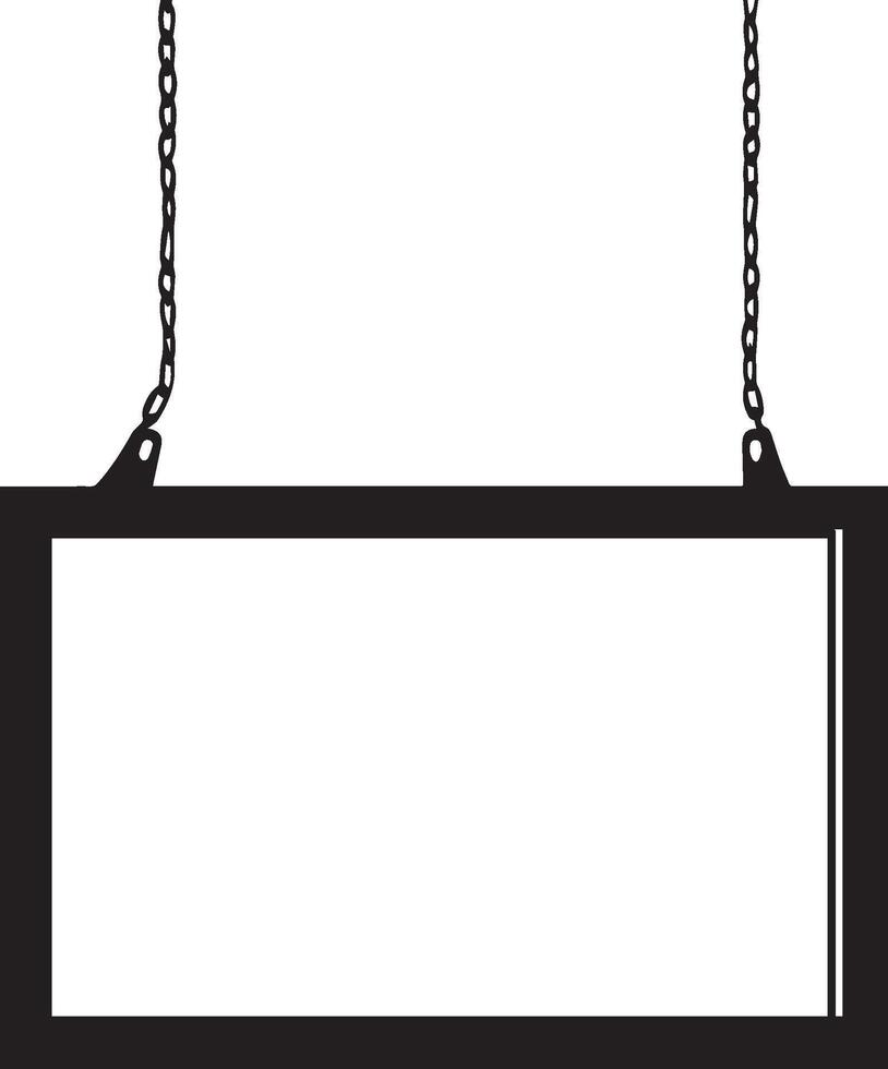 Hanging blank billboard clean simple icon silhouette black vector