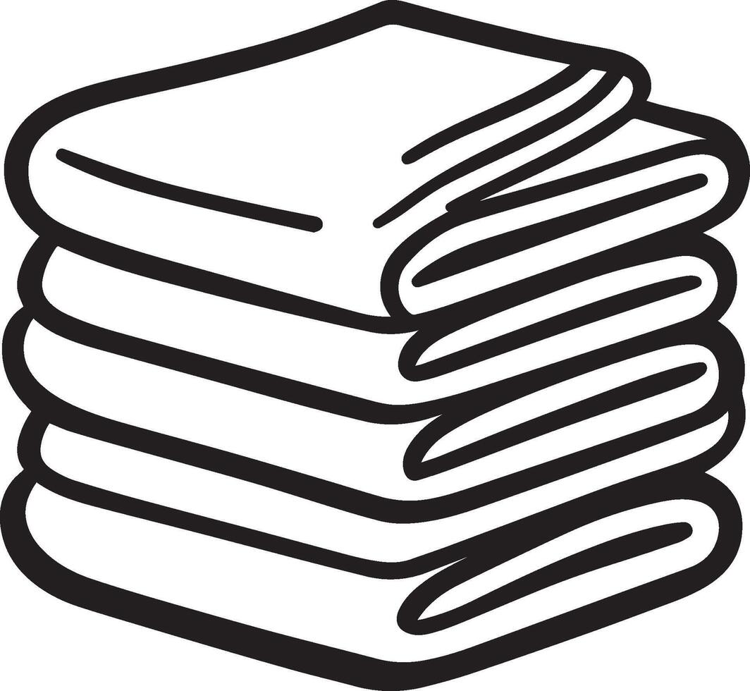 Folded clothes stack clean simple icon outline black vector