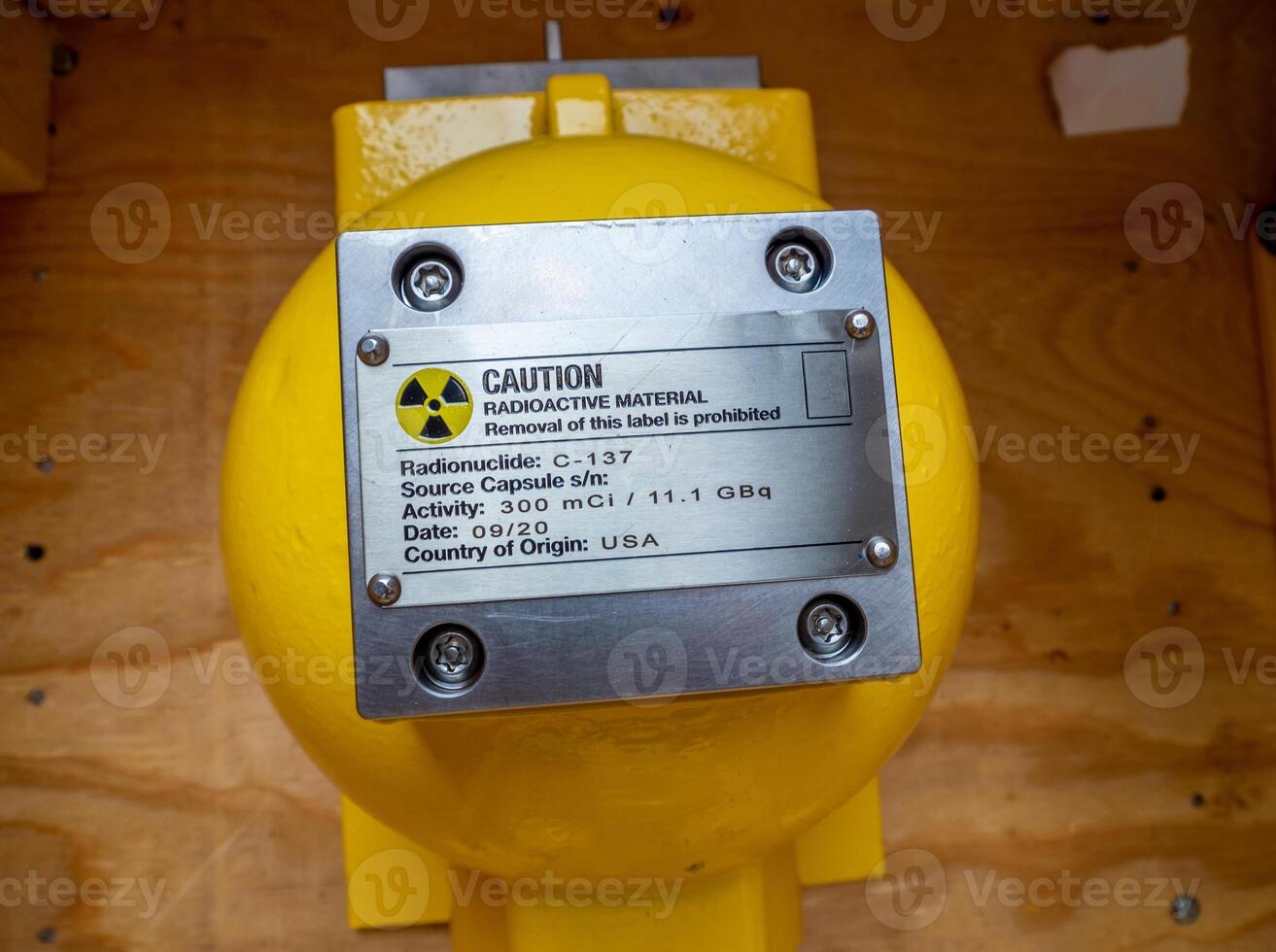Radiation warning sign on the nameplate of mechanic holder of process instrument photo