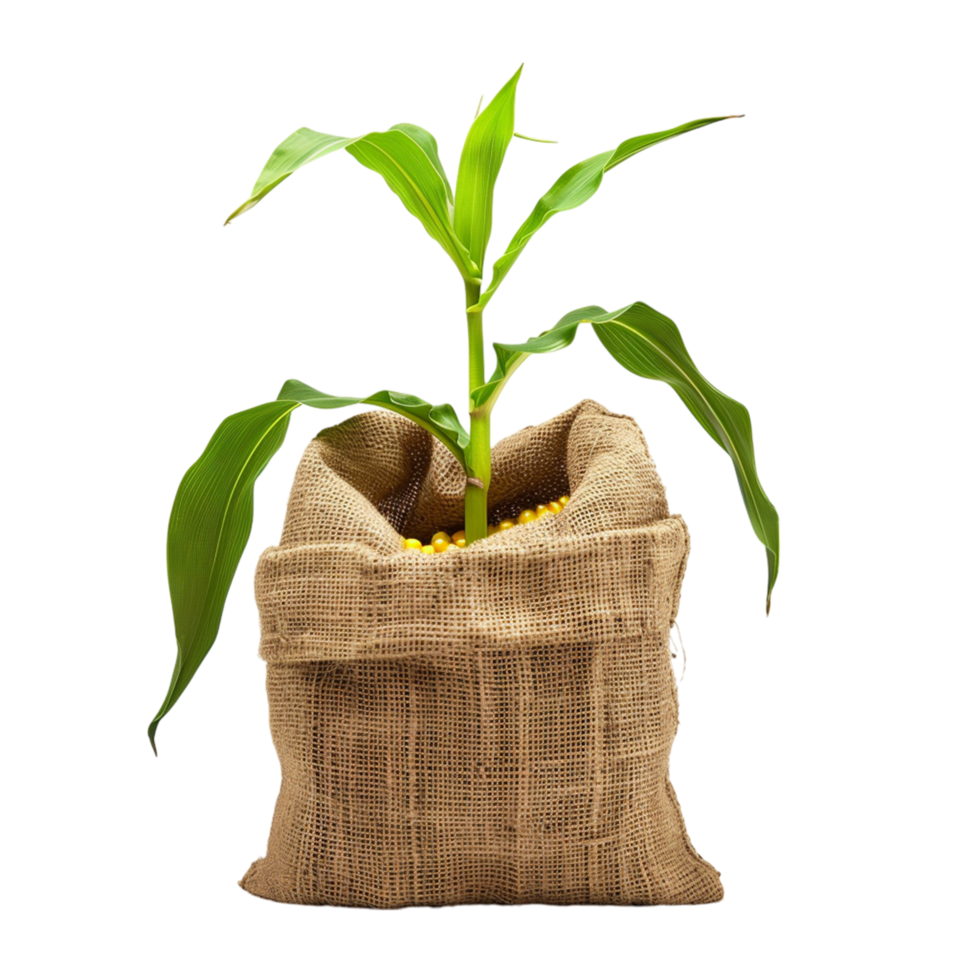 Young Corn Plant with Leaves png