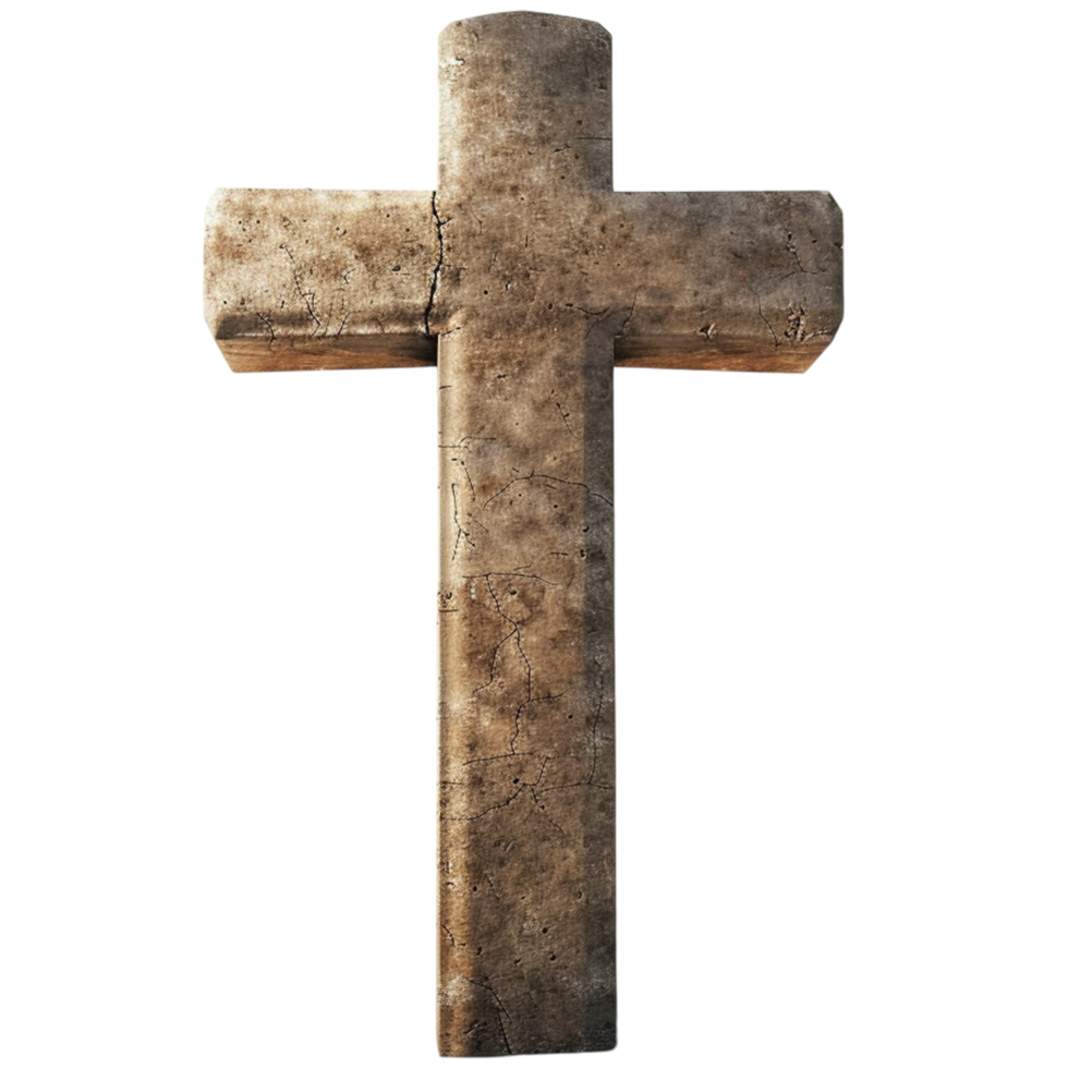 Weathered Stone Cross Isolated png