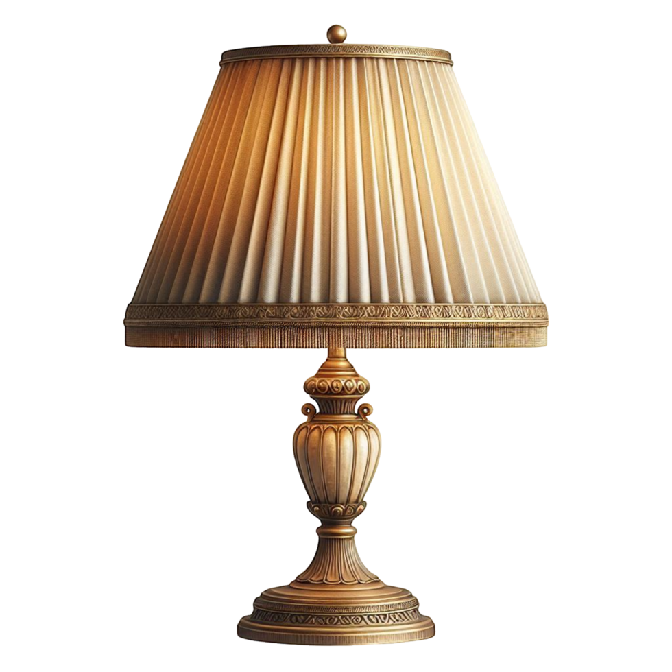 Antique Style Gold Lamp with Ornate Details and Soft Lighting for Luxury Spaces png