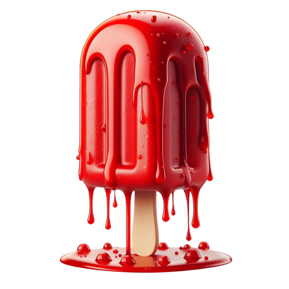 Delicious Red Popsicle Melting in Summer Heat png