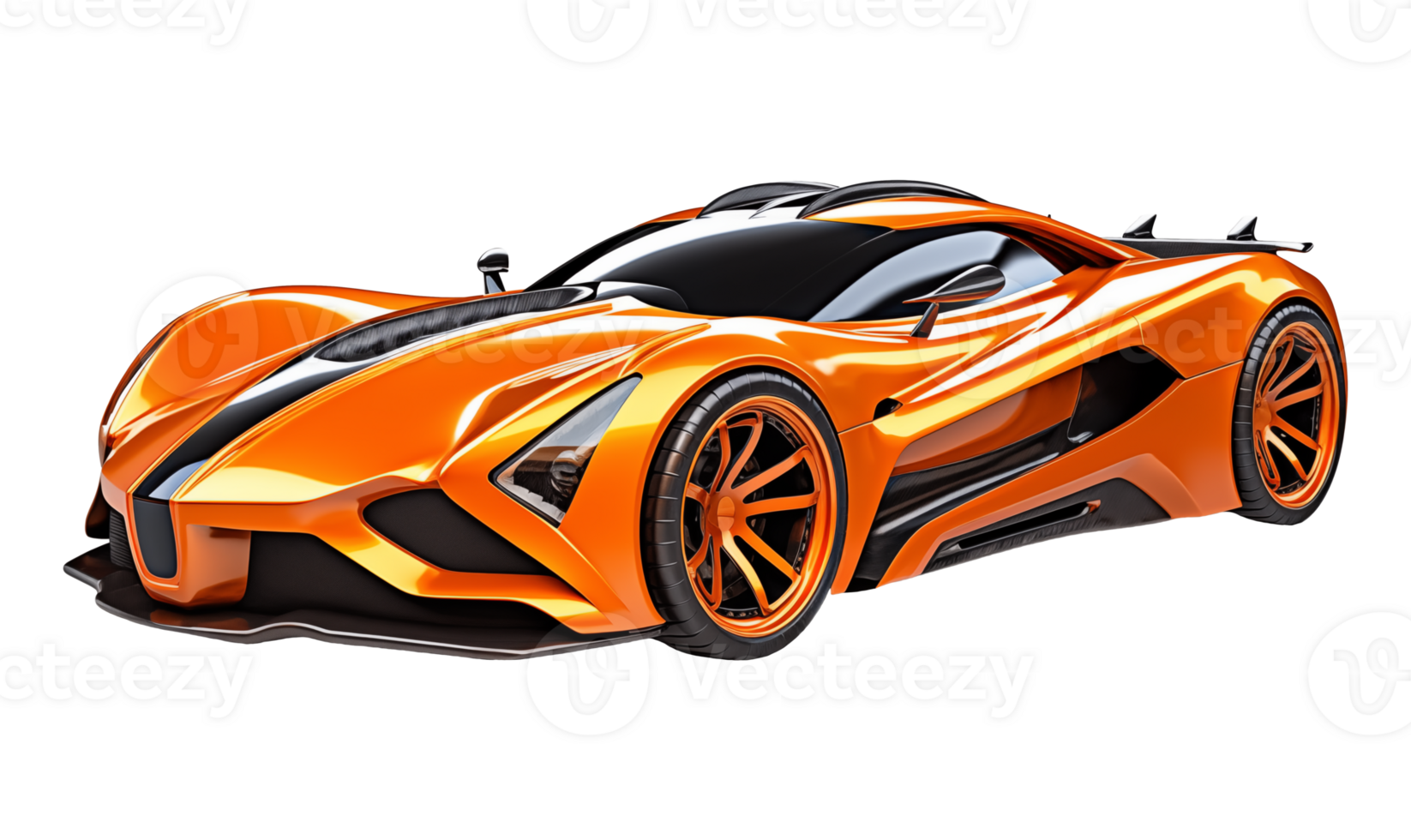 Orange and black modern sports concept car isolated on transparent background. 3d rendering. png