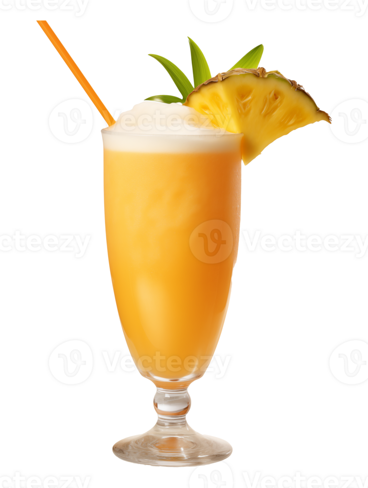 Pina colada cocktail isolated on transparent background with clipping path. png