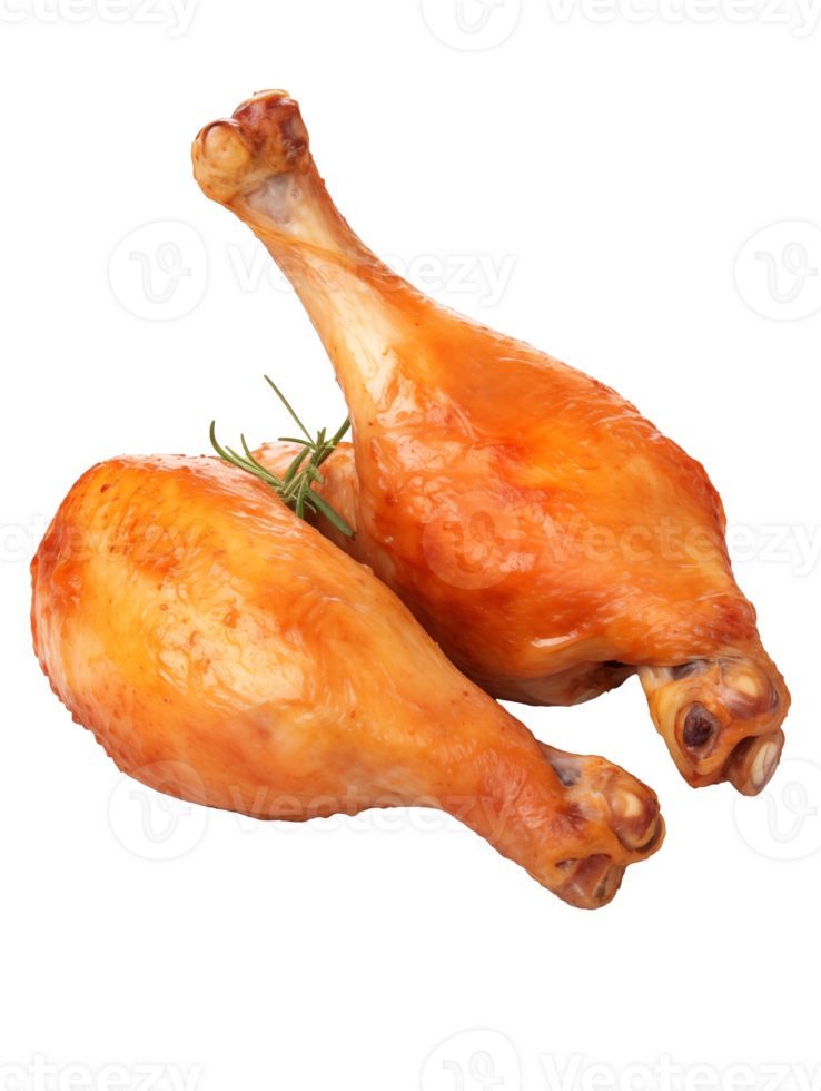 Roasted chicken legs isolated on transparent background. png