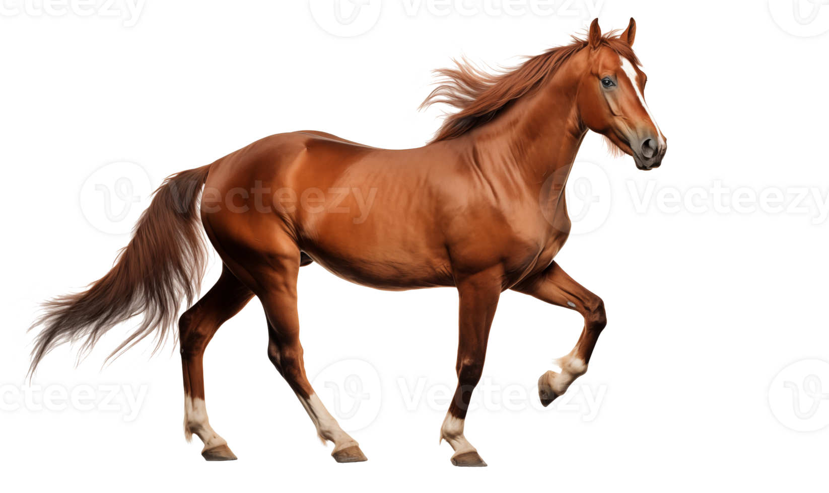 Arabian horse isolated on transparent background. Side view. 3D illustration. png