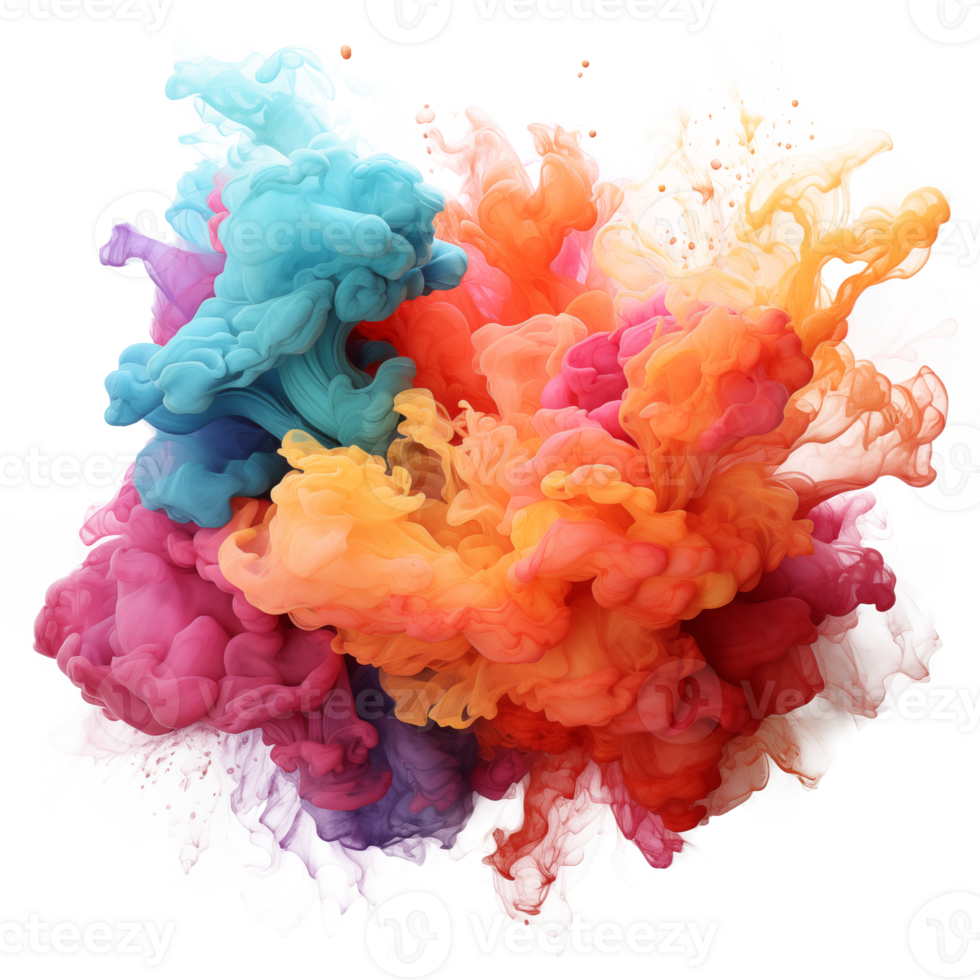 Colorful ink in water isolated on transparent background. Abstract background. png