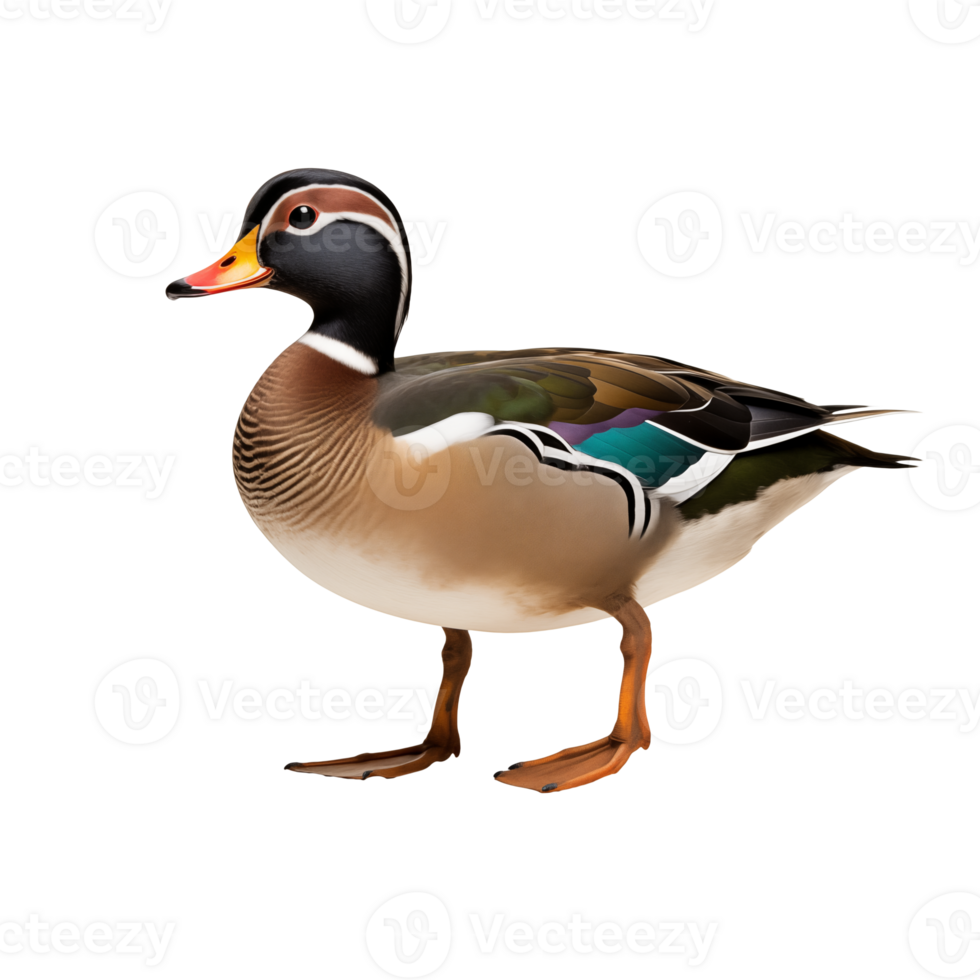 Mandarin duck isolated on transparent background. png