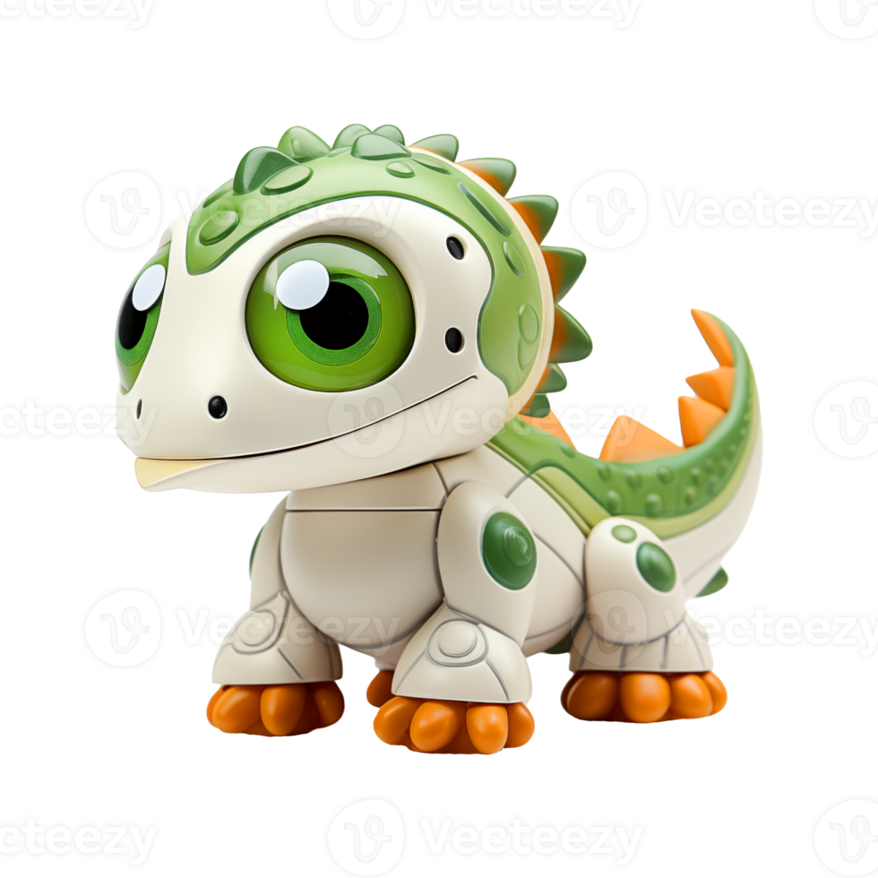 3d rendering of a green dinosaur toy isolated on transparent background png