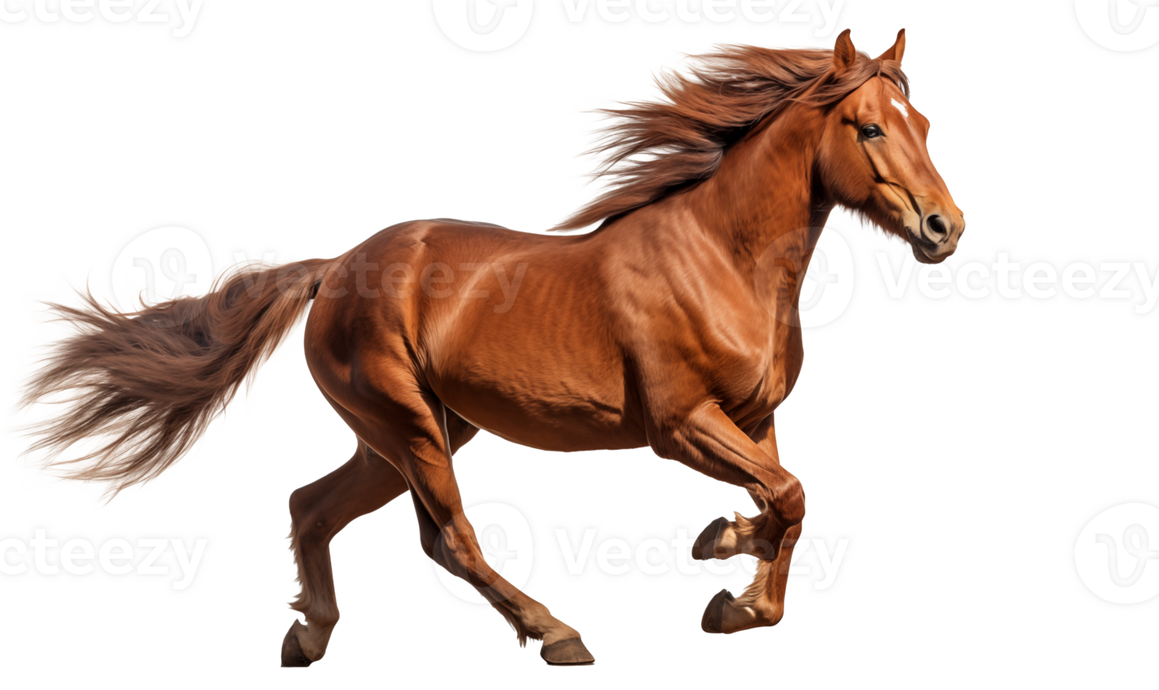Brown horse run gallop isolated on transparent background. Side view png