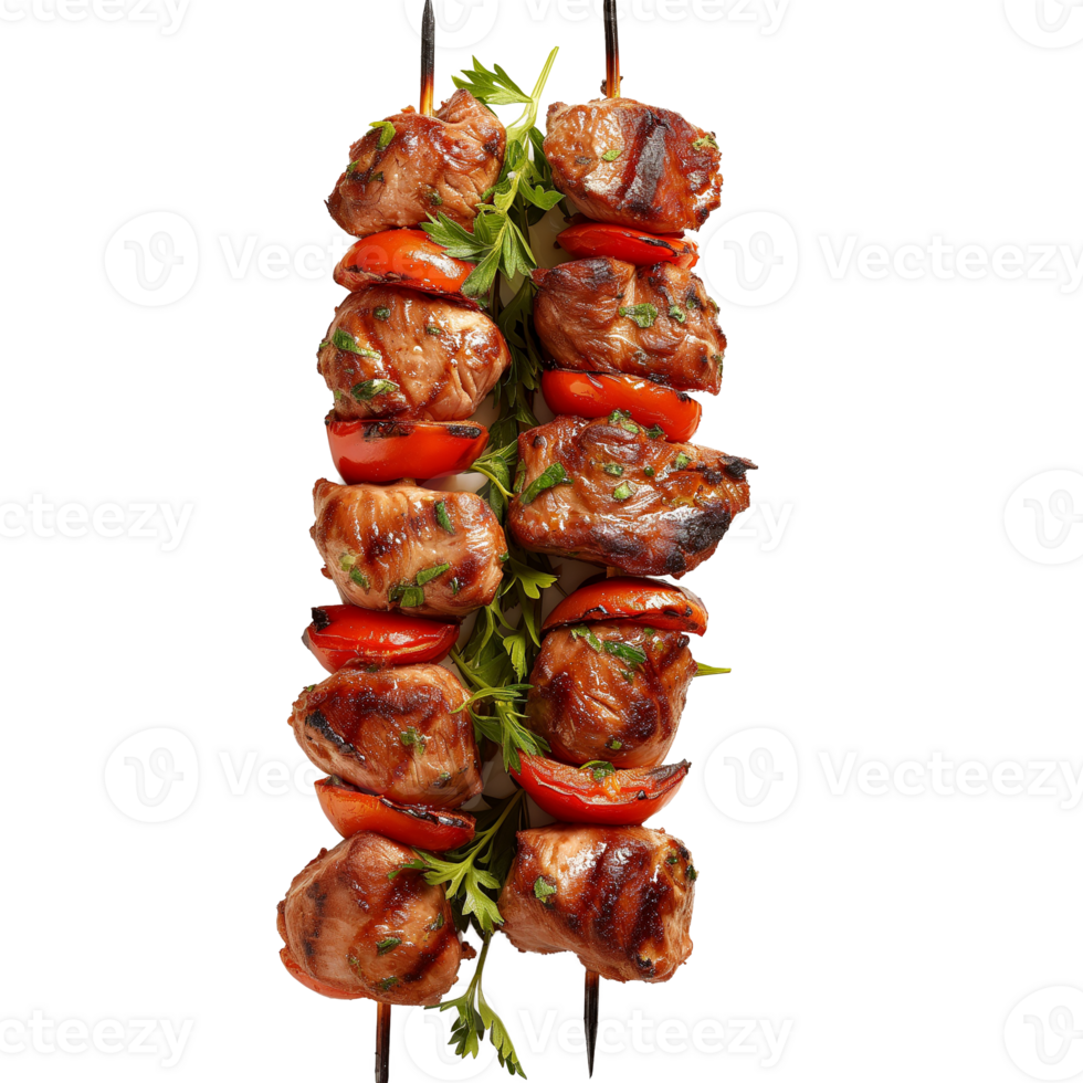 Grilled chicken shish kebab isolated on transparent background png
