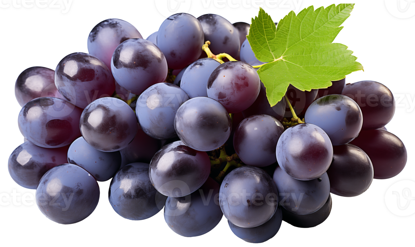 Grape with leaf isolated on transparent background. png