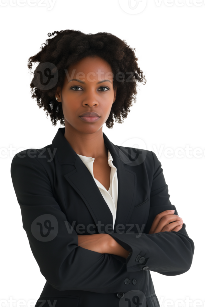 Serious african american businesswoman isolated on transparent background png