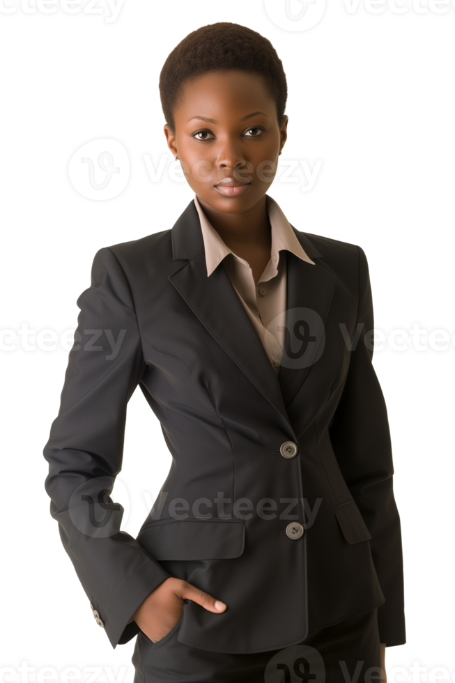 Beautiful young african businesswoman isolated on transparent background png