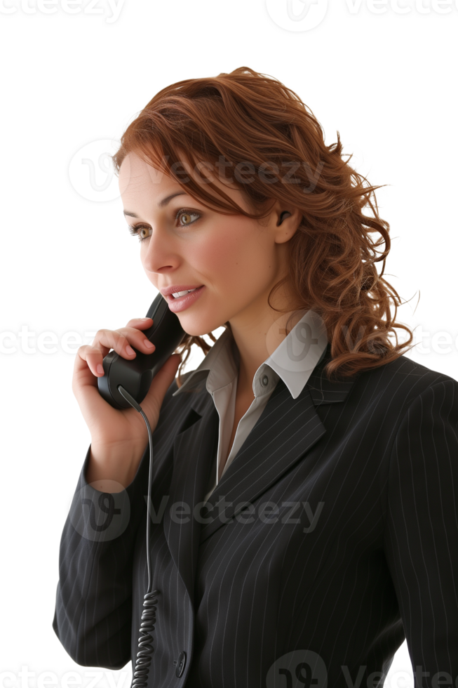 Attractive businesswoman talking on the phone isolated on transparent background png