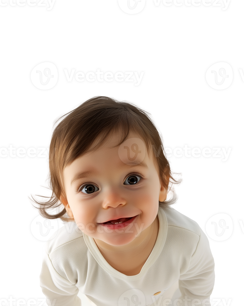 Portrait of a cute smiling baby, isolated on transparent background png