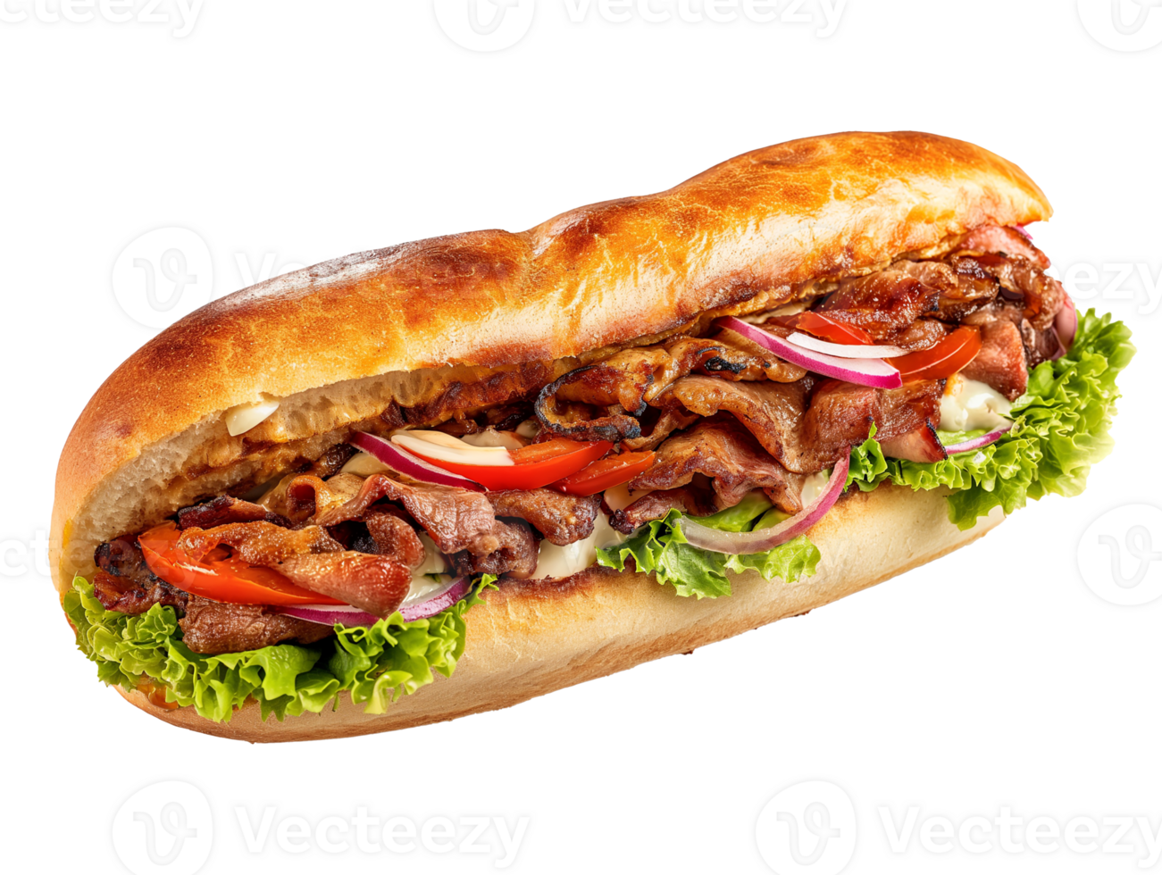 Pulled pork sandwich isolated on transparent background with clipping path png