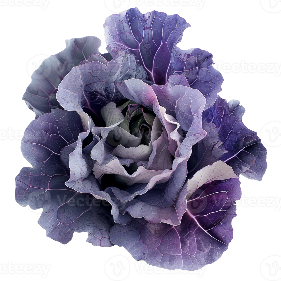 purple cabbage isolated on transparent background. top view. Flat lay png