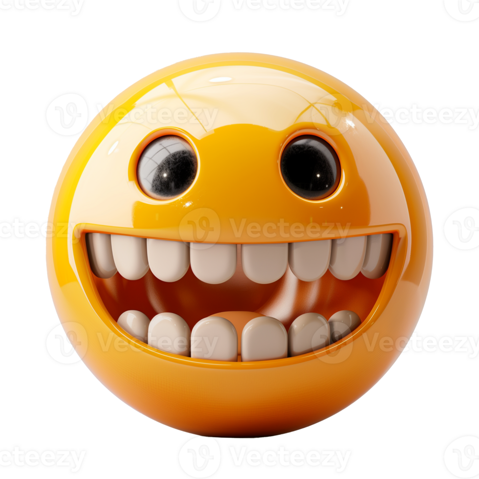 Smiling orange emoticon isolated on transparent background. 3d render png