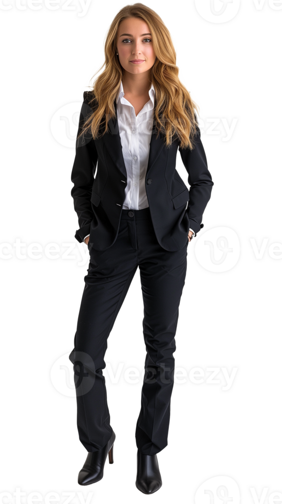 Blonde business woman posing in full length over isolated on transparent background png