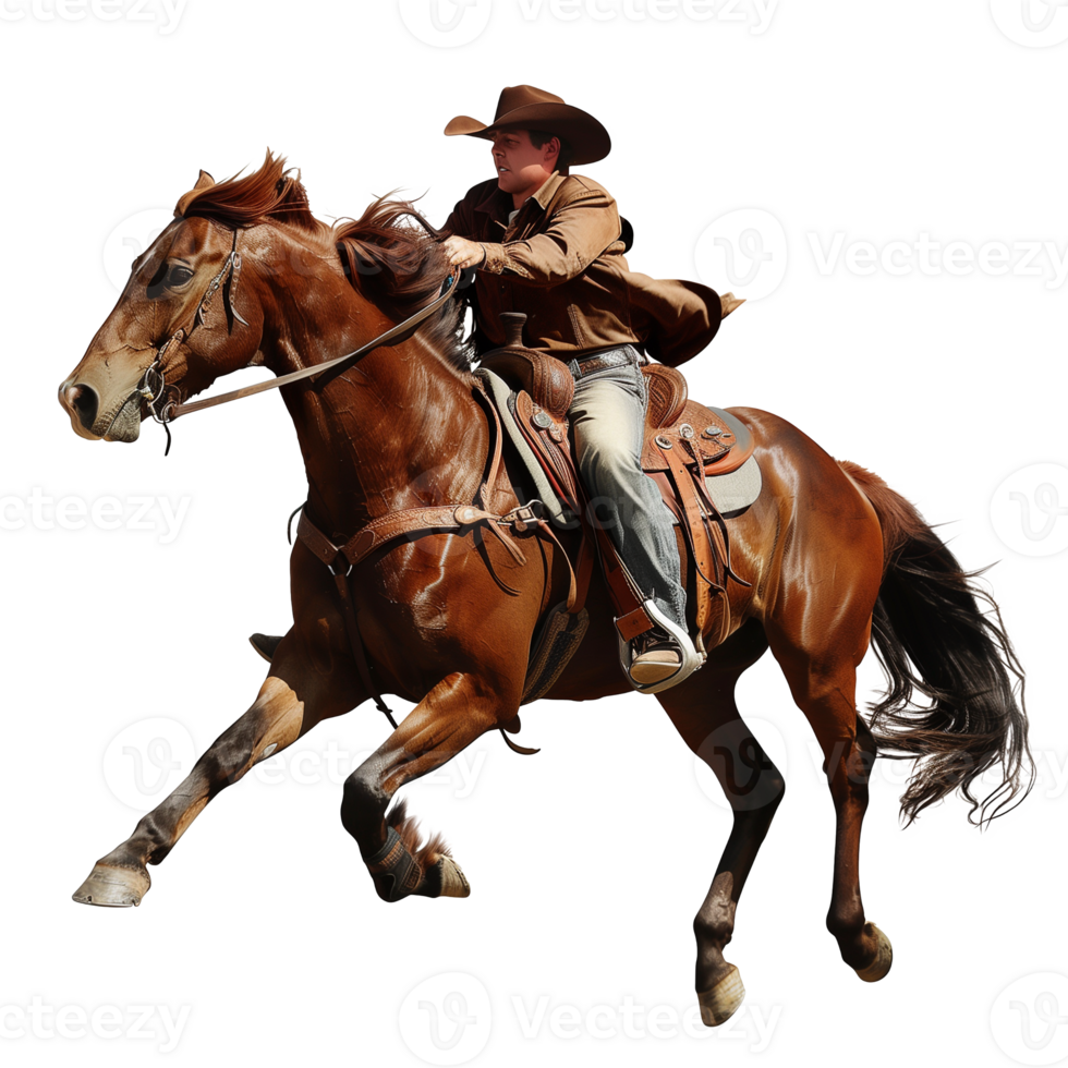 Cowboy riding a horse isolated on transparent background. 3d illustration png