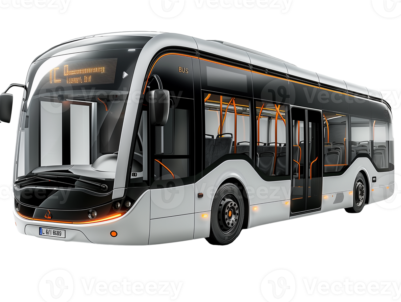 Modern urban bus isolated on transparent background. 3d rendering image png