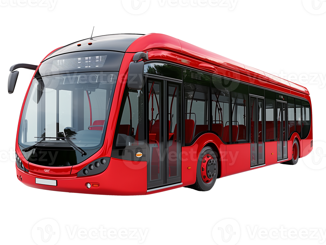 Red bus isolated on transparent background. 3d rendering. Front view png