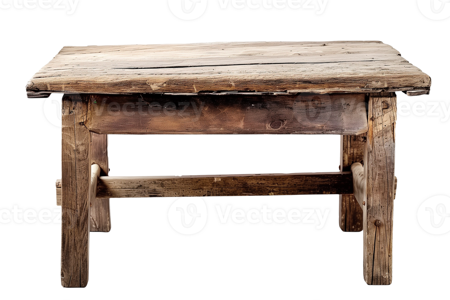 Old wooden table isolated on transparent background. Clipping path included png