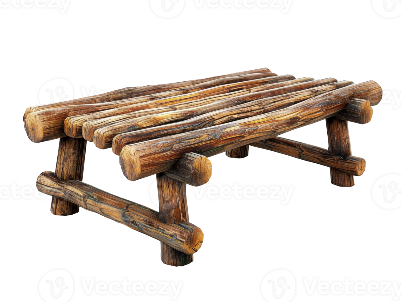 Wooden picnic table isolated on transparent background. 3d render png