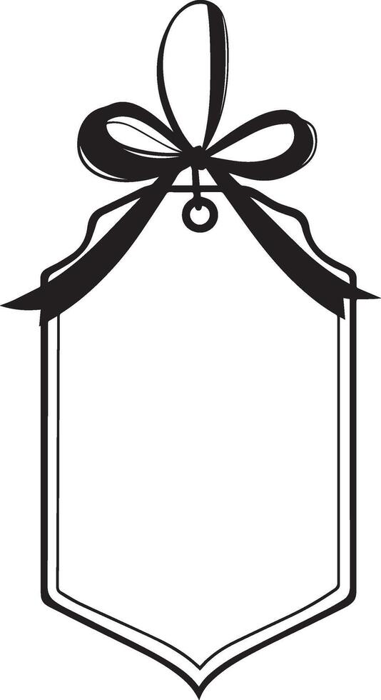 Sale tag with ribbon hanging clean simple silhouette black vector