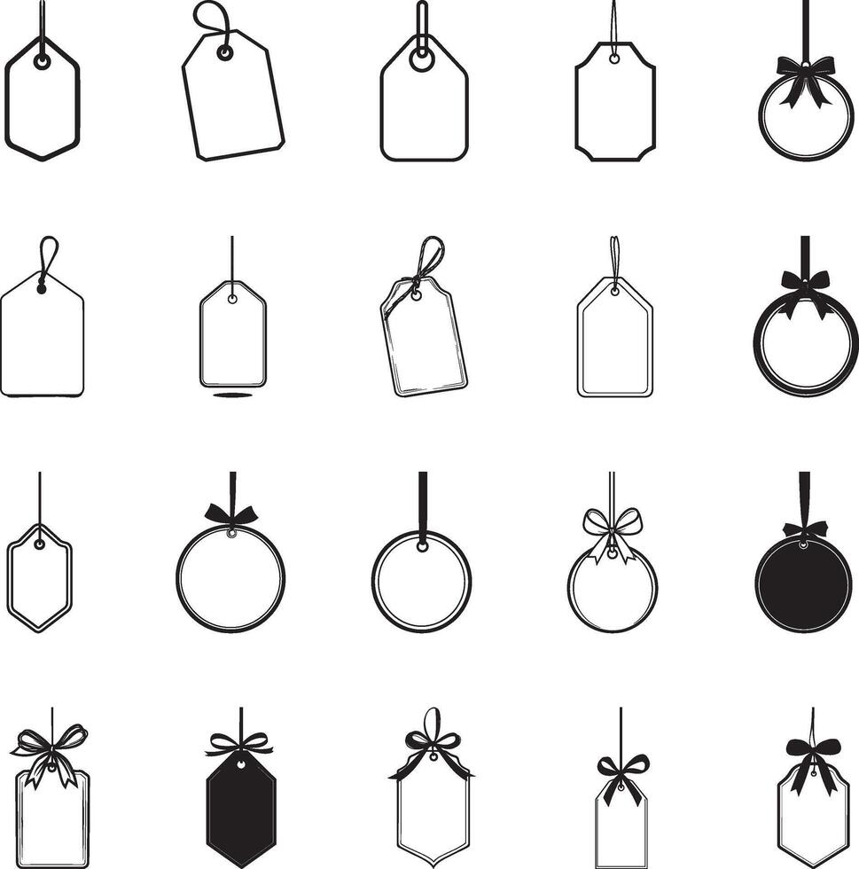 Collection of price tag clean simple icon black vector