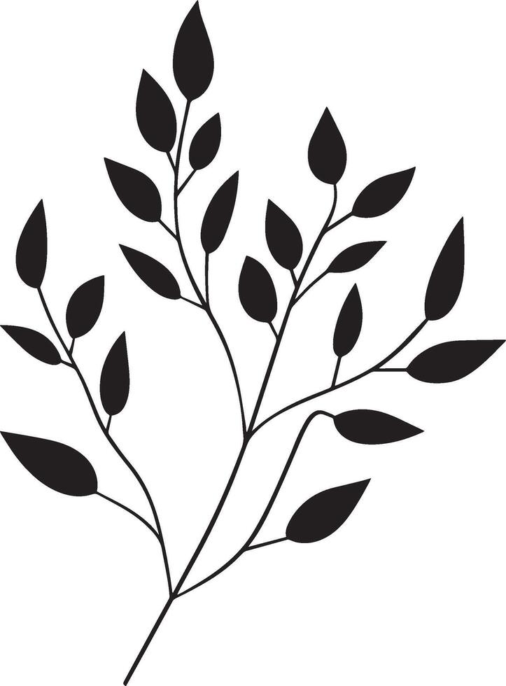 eucalyptus leaves with branches clean simple icon outline black vector