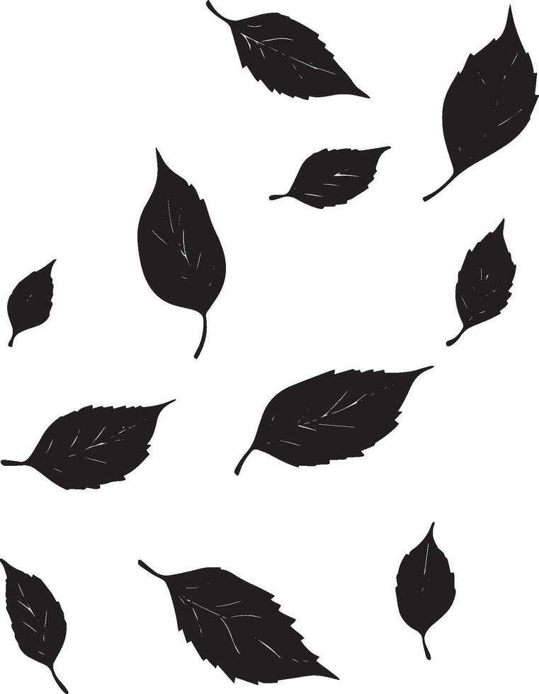 leaves falling clean simple icon silhouette black vector
