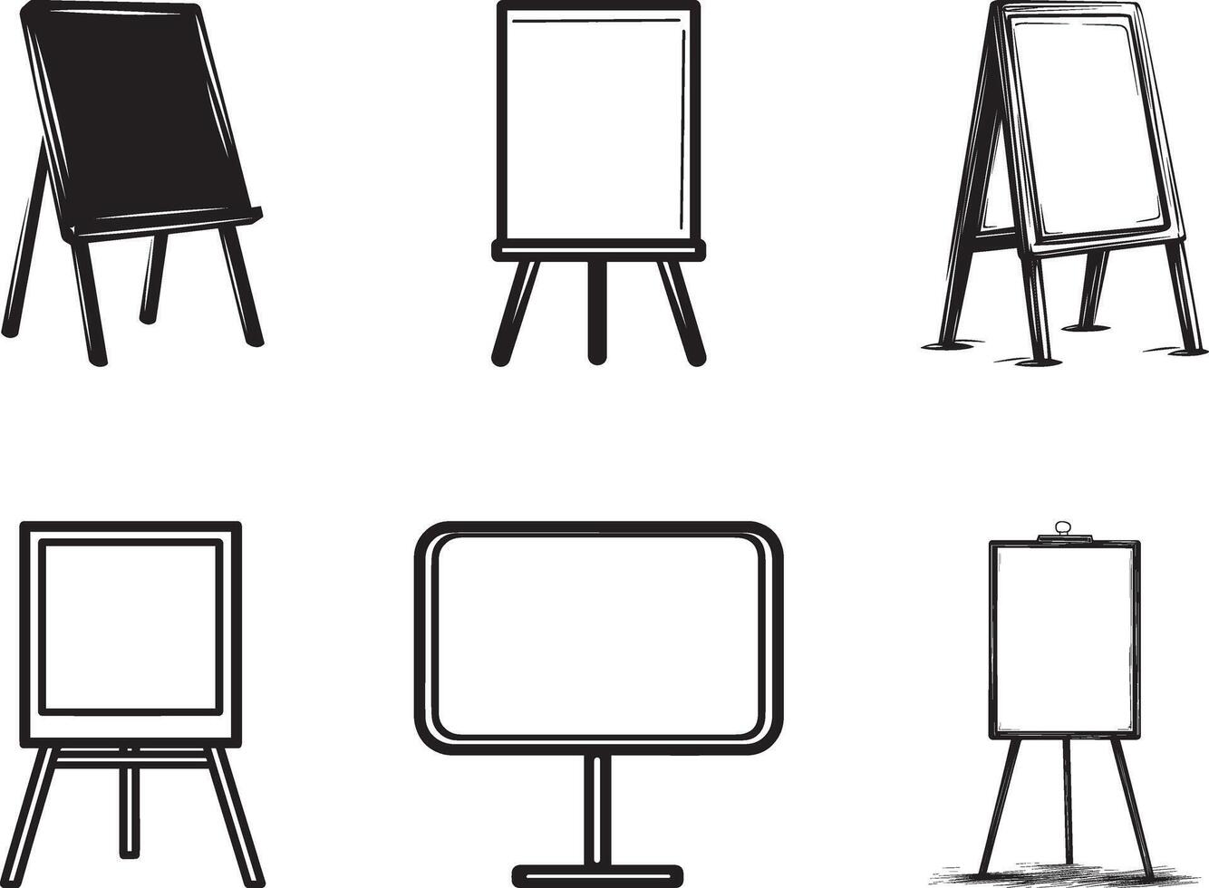 Collection of Signage board stand clean simple icon silhouette black vector
