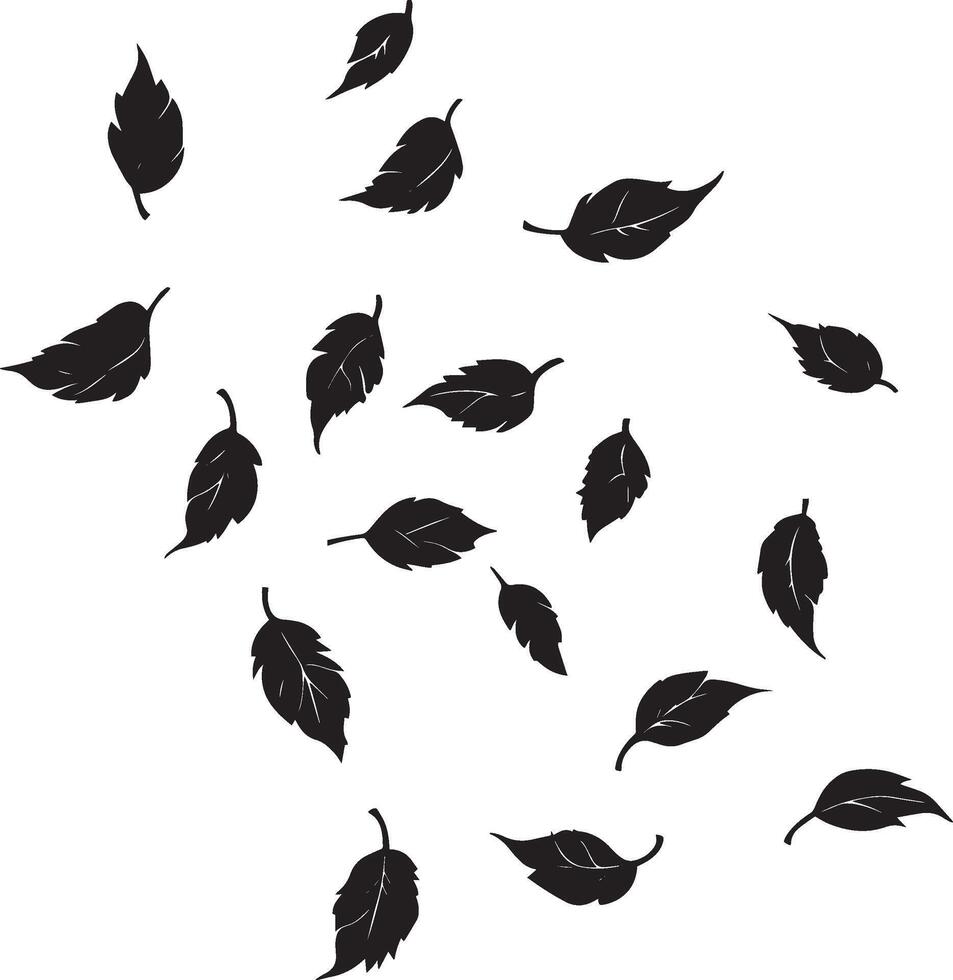 leaves falling clean simple icon silhouette black vector