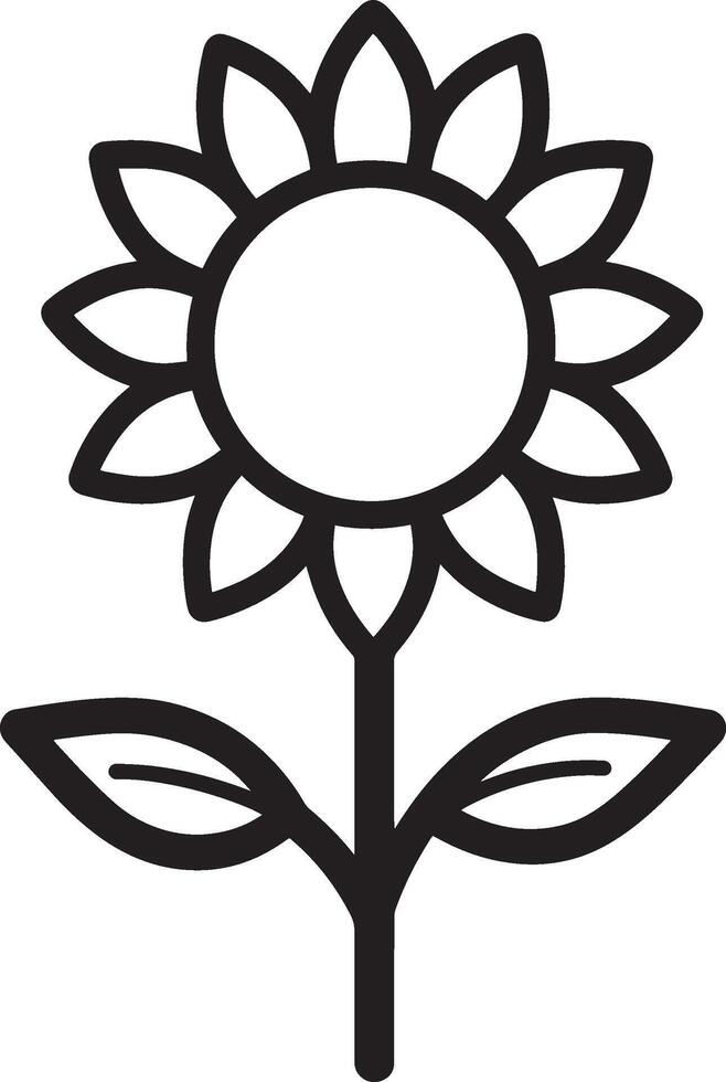 Sunflower clean simple icon outline black vector