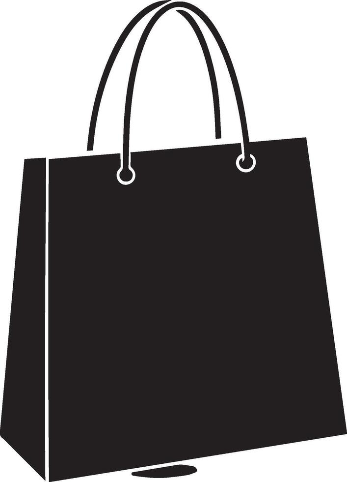 Paper shopping bag icon clean simple silhouette black vector