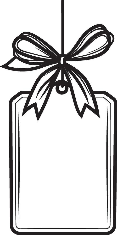 Sale tag with ribbon hanging clean simple outline black vector