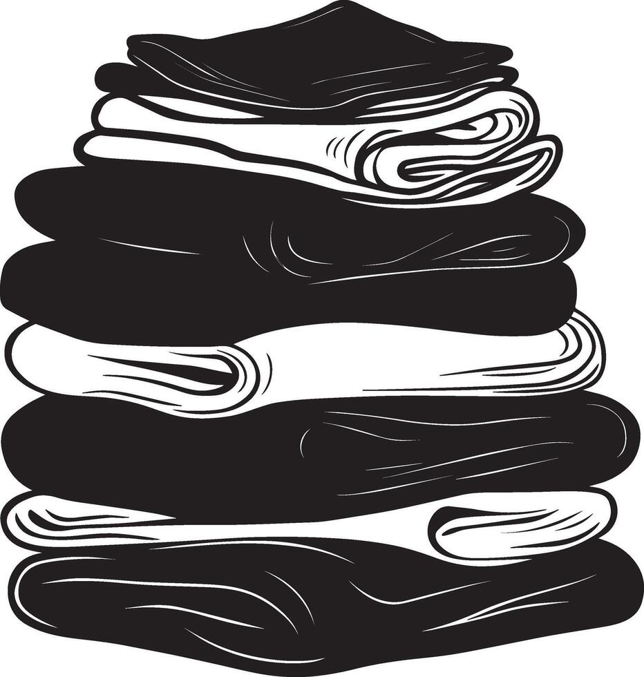 Folded clothes stack clean simple silhouette black vector