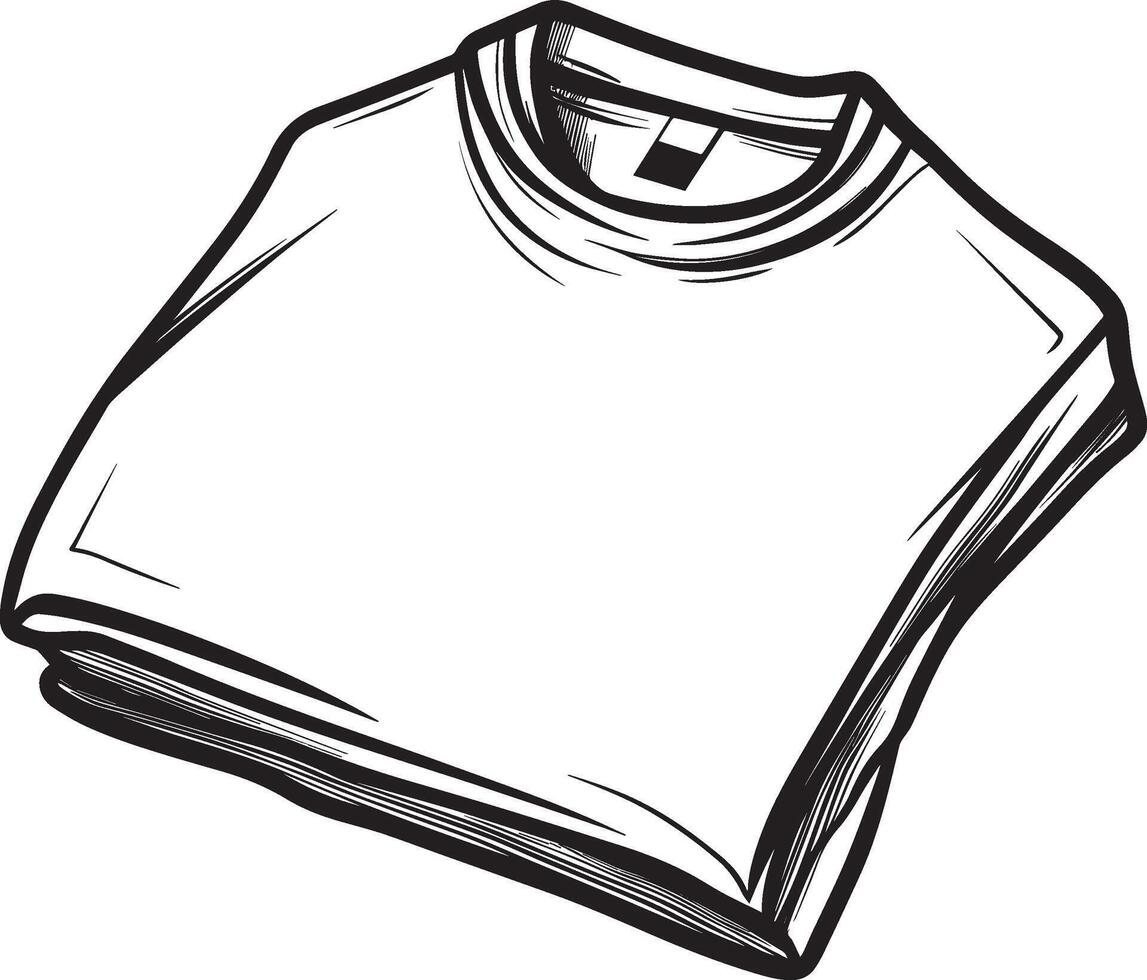 Folded t-shirt clean simple icon outline black vector