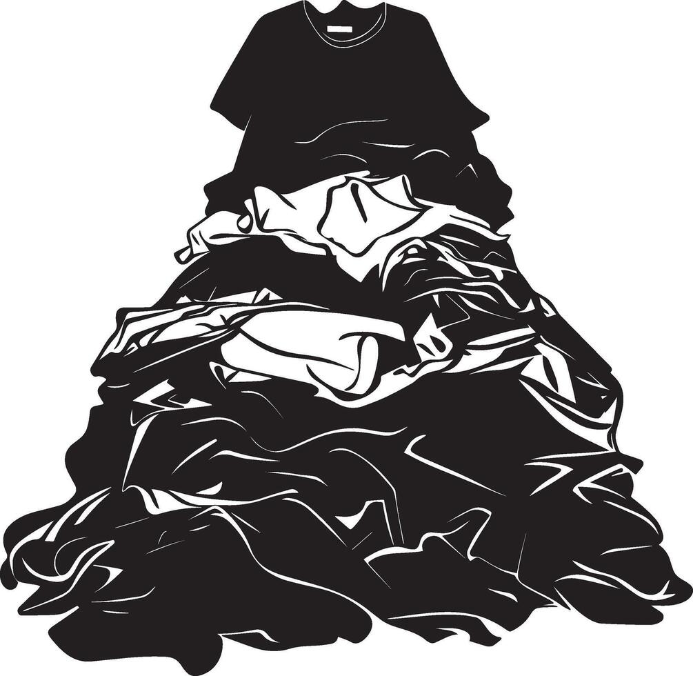 Heap of mess clothes clean simple silhouette black vector