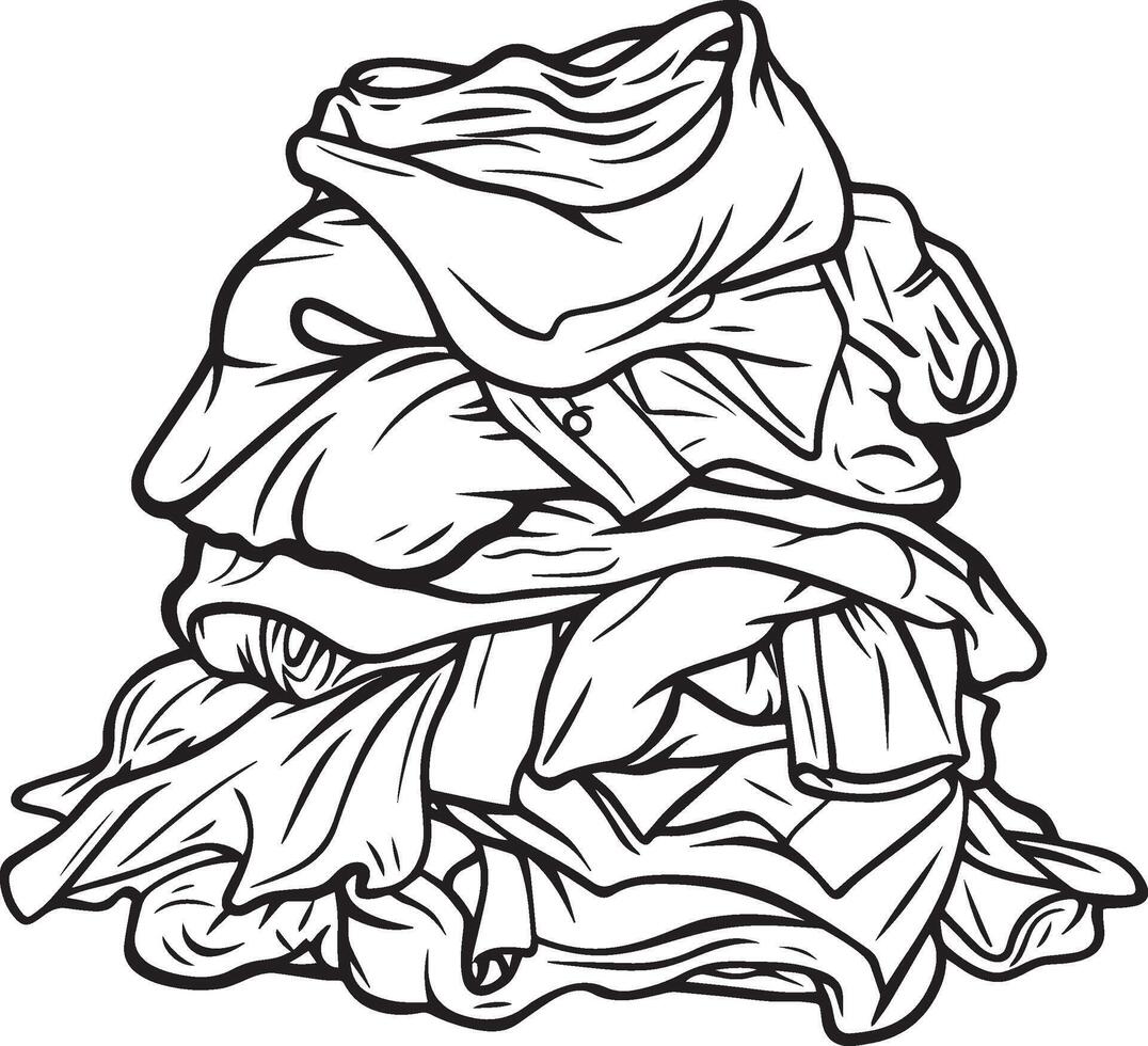 Heap of mess clothes clean simple icon outline black vector