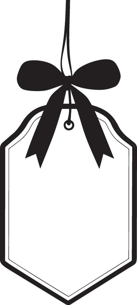 Sale tag with ribbon hanging clean simple icon black vector
