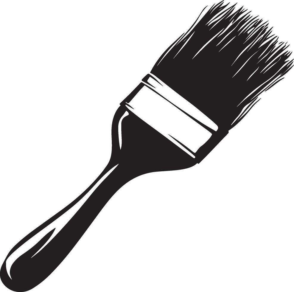Paint brush clean simple icon silhouette black vector