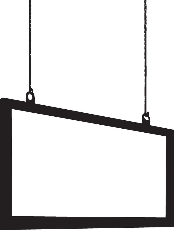 Hanging blank billboard clean simple silhouette black vector